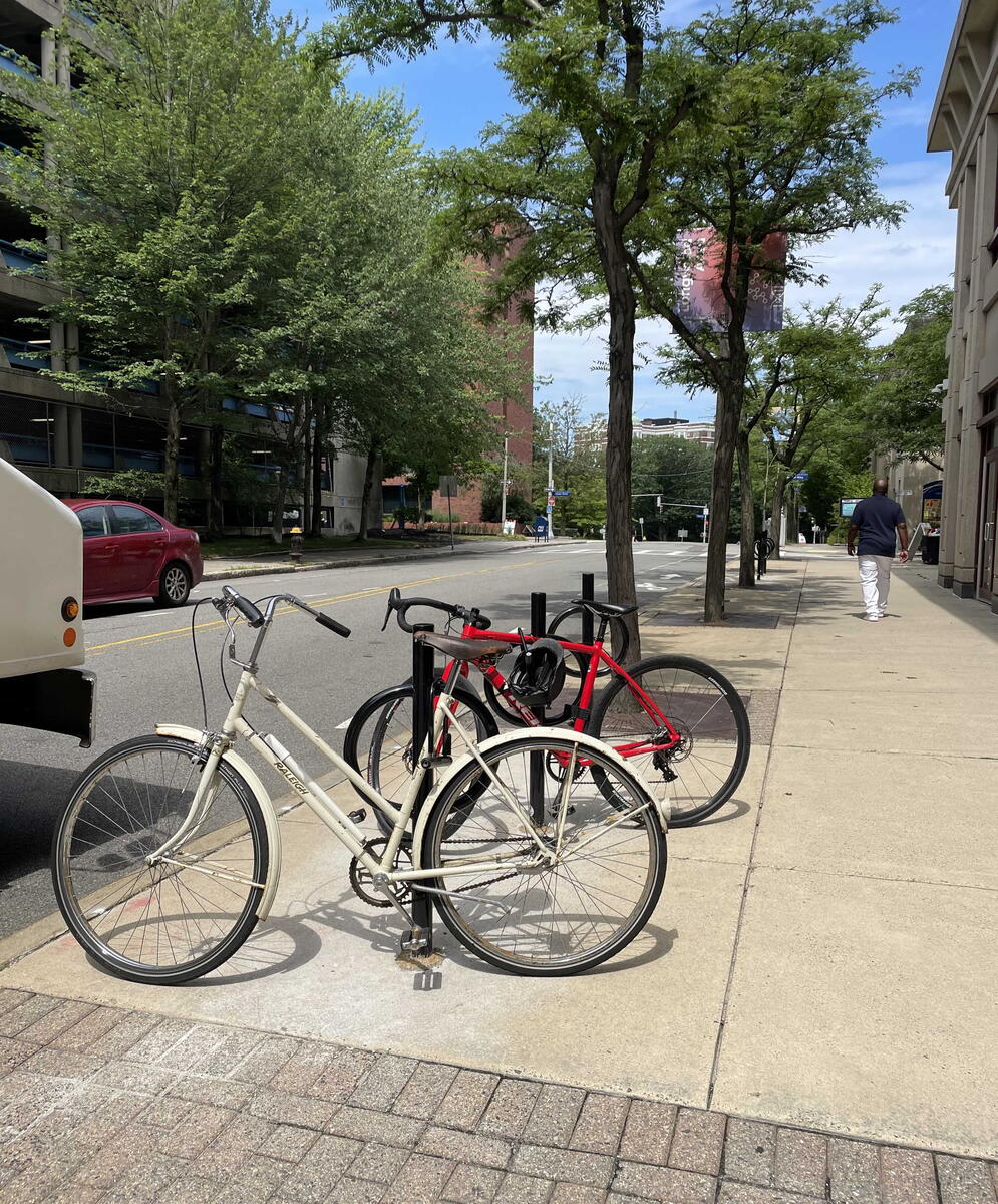 photo of bikes attached to bike rack