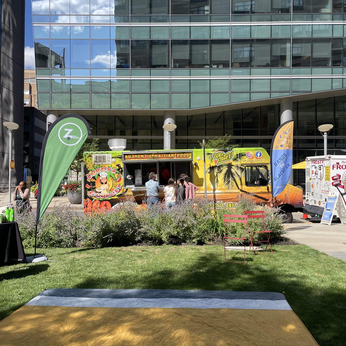 food trucks and lawn blanket