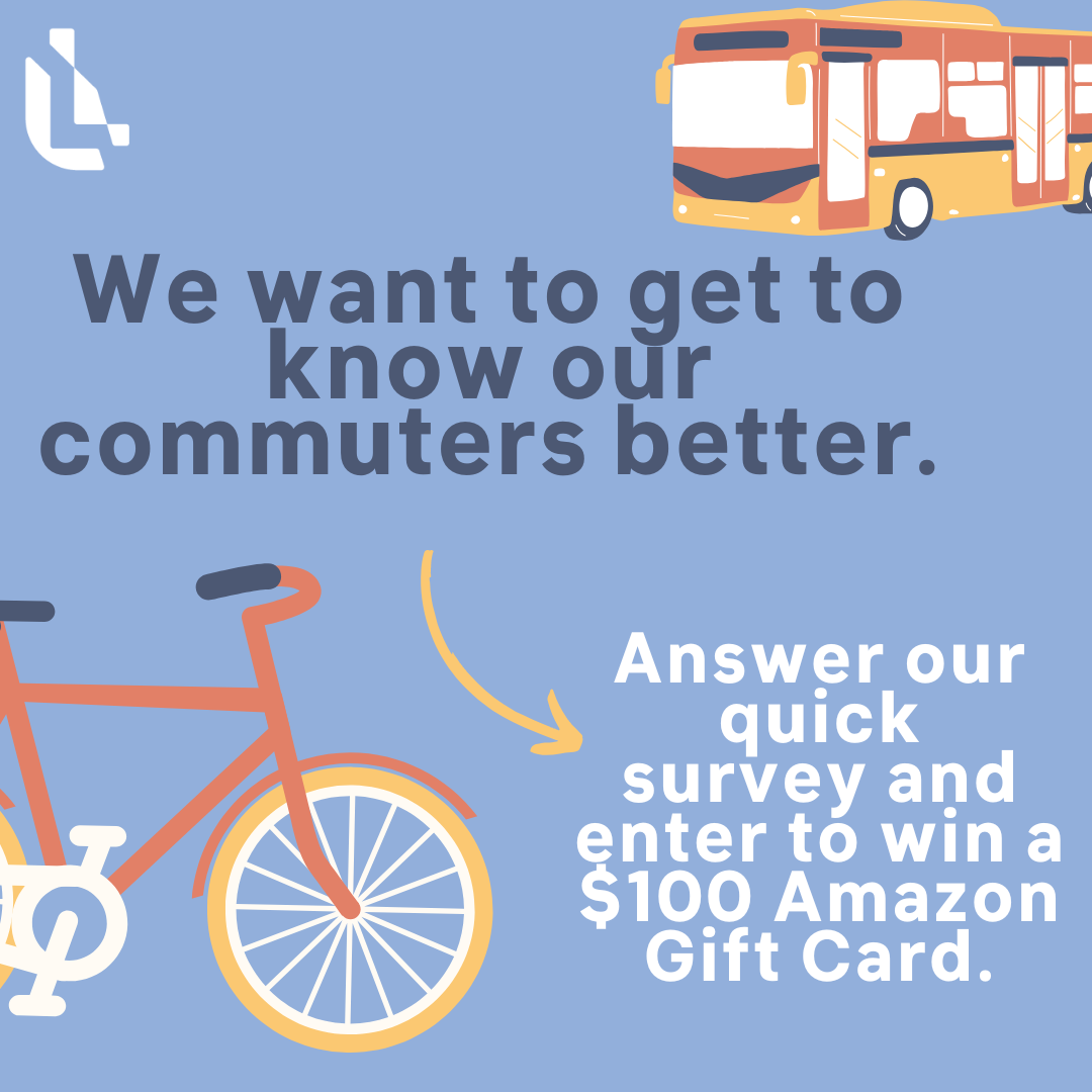 graphic advertising commuter survey with bike and bus icons