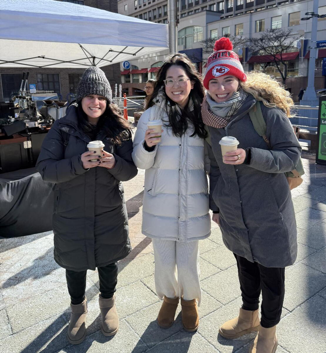 nurses from BIDMC posed with their coffee drinks