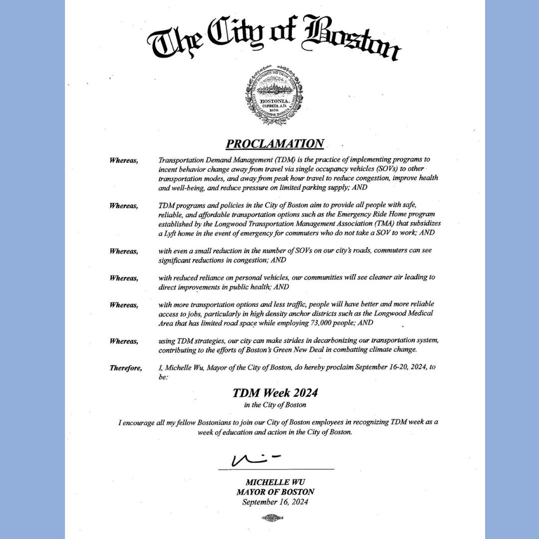 proclamation by the city of boston recognizing TDM week