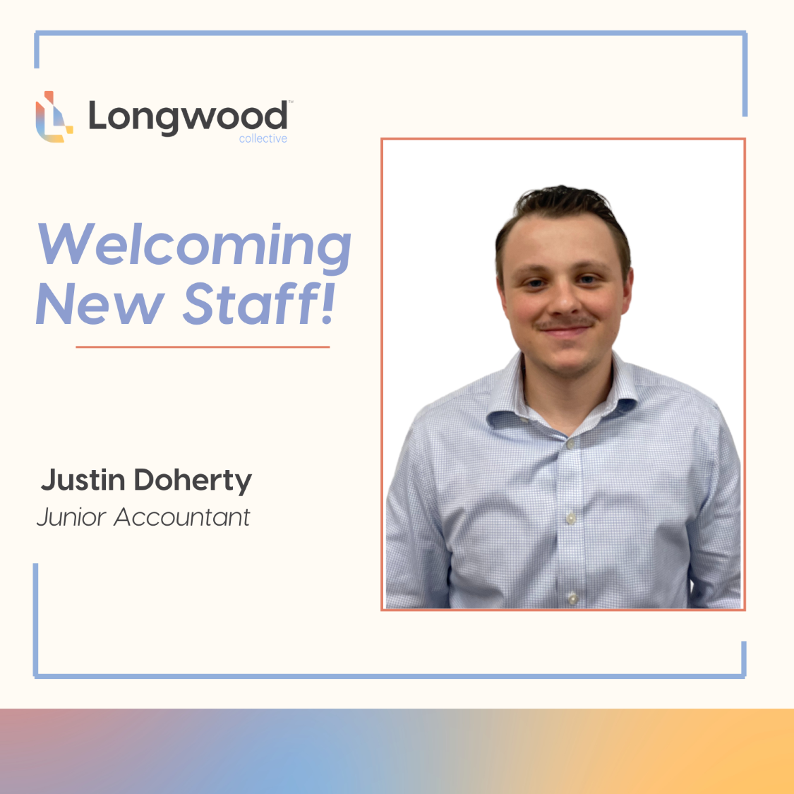 graphic of new staff member justin